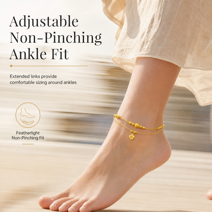 ⏳Limited-time 50% off⏰Women Double Layer Gold Tone Heart Charm Anklet🦶💛📿