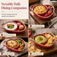 Retro Embossed Ceramic Divided Baking & Serving Dish | Single Handle, Oven & Dishwasher Safe for Meals, Dips & Holiday Gatherings
