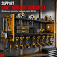 🛠️ Heavy-Duty Wall-Mounted Tool Rack: Steel, Side Pegboards, Vented Mesh, Red
