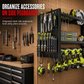 🛠️ Heavy-Duty Wall-Mounted Tool Rack: Steel, Side Pegboards, Vented Mesh, Red