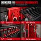 🛠️ Heavy-Duty Wall-Mounted Tool Rack: Steel, Side Pegboards, Vented Mesh, Red