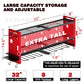 🛠️ Heavy-Duty Wall-Mounted Tool Rack: Steel, Side Pegboards, Vented Mesh, Red