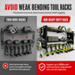 🛠️ Heavy-Duty Wall-Mounted Tool Rack: Steel, Side Pegboards, Vented Mesh, Red